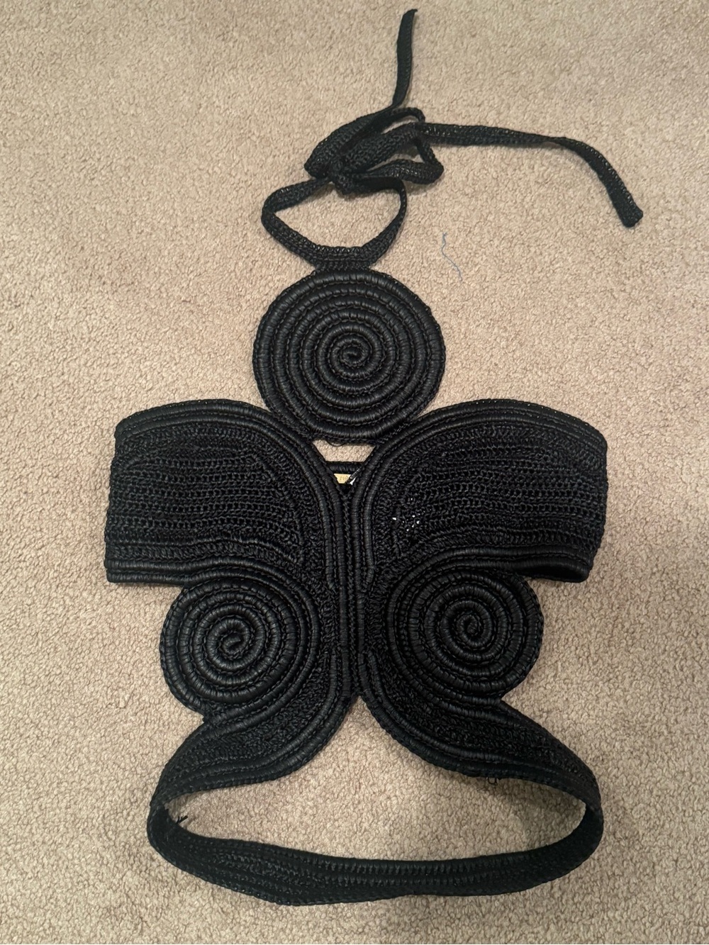 Never Worn no tags -Cult Gaia Archee Black Crochet Halter Crop Top - Women - Picture 3 of 5